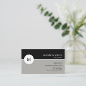 Carte De Visite Monogramme moderne Gris et noir Un côté (Debout devant)