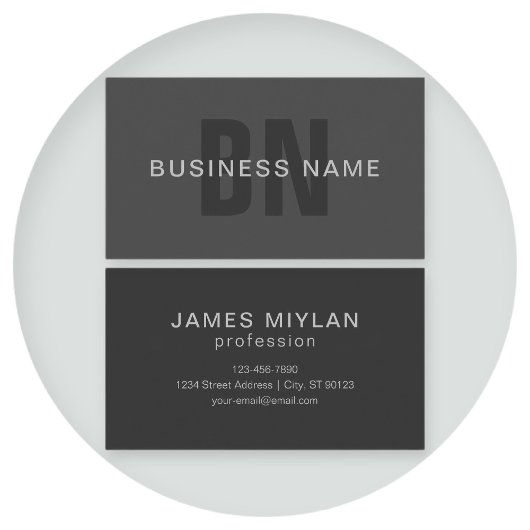 Carte De Visite Monogramme moderne gris foncé modifiable Modèle de