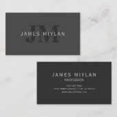 Carte De Visite Monogramme moderne gris foncé modifiable Modèle de (Devant / Derrière)