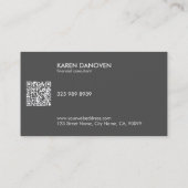 Carte De Visite Monogramme moderne gris foncé professionnel (Dos)