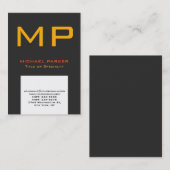 Carte De Visite Monogramme moderne gris gris blanc jaune tendance (Devant / Derrière)