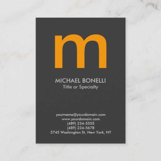 Carte de visite monogramme moderne gris gris moder (Devant)