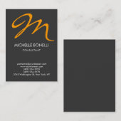 Carte de visite monogramme moderne gris-jaune (Devant / Derrière)