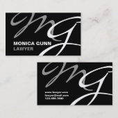 Carte De Visite Monogramme moderne gris noir (Devant / Derrière)