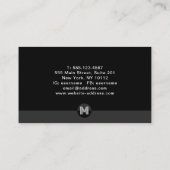 Carte De Visite Monogramme moderne gris noir rétro blanc géométriq (Dos)