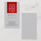 Carte de visite Monogramme moderne gris rouge vert (Devant / Derrière)