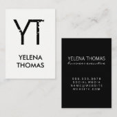 Carte De Visite Monogramme moderne Grunge (Devant / Derrière)