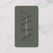 Carte De Visite Monogramme moderne Initiales Professional Sage Gre (Devant)