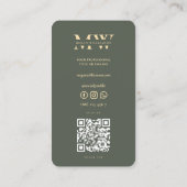 Carte De Visite Monogramme moderne Initiales Professional Sage Gre (Dos)