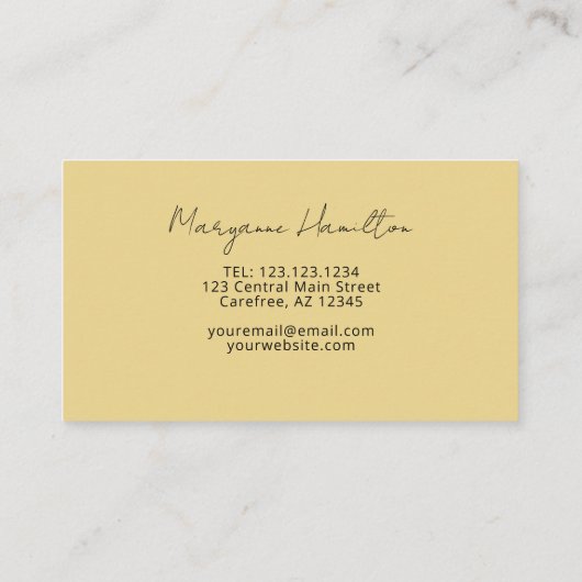 Carte De Visite Monogramme moderne jaune (Dos)