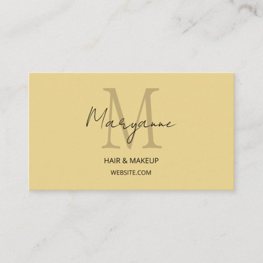 Carte De Visite Monogramme moderne jaune (Devant)