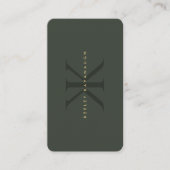 Carte De Visite Monogramme moderne K Dark Green Gold Professional (Devant)