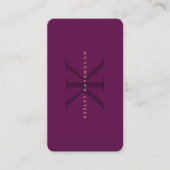 Carte De Visite Monogramme moderne K Luxe Purple Gold Professional (Devant)