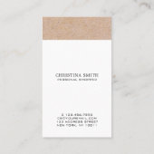 Carte De Visite Monogramme moderne Kraft Imprimé blanc vertical (Dos)