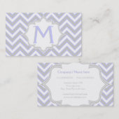 Carte De Visite monogramme moderne lavande violet, chevron gris (Devant / Derrière)