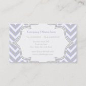 Carte De Visite monogramme moderne lavande violet, chevron gris (Dos)
