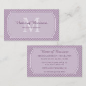 Carte De Visite Monogramme Moderne Léger Violet Quatrefoil Avec No (Devant / Derrière)