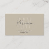 Carte De Visite Monogramme moderne Logo Beige Consultant (Devant)