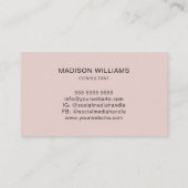 Carte De Visite Monogramme moderne Logo Blush Pink Consultant (Dos)
