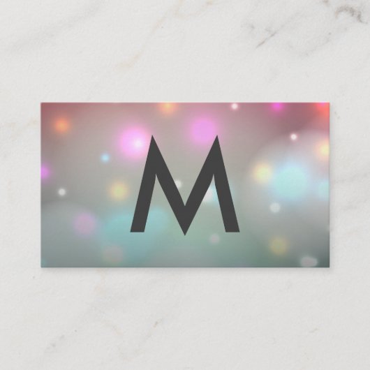Carte De Visite Monogramme moderne | Lumières lumineuses (Devant)