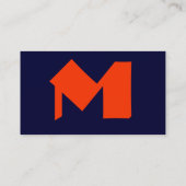 Carte de visite Monogramme moderne Marine & Orange (Dos)