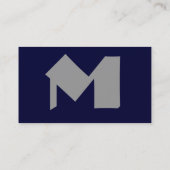 Carte de visite Monogramme moderne Marine & Silver (Dos)