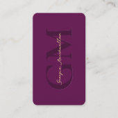 Carte De Visite Monogramme moderne Marketing Luxe Purple Or (Devant)
