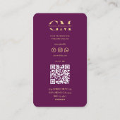 Carte De Visite Monogramme moderne Marketing Luxe Purple Or (Dos)