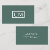 Carte De Visite Monogramme Moderne Minimal Design Vert Sage (Devant / Derrière)