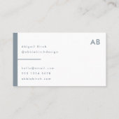 Carte De Visite Monogramme Moderne Minimale Gris Bleu Dusky (Dos)