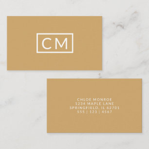 Carte De Visite Monogramme Moderne Minimale Mustard Jaune
