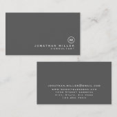 Carte De Visite Monogramme moderne minimaliste (Devant / Derrière)