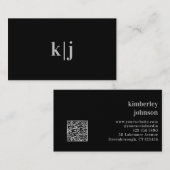 Carte De Visite Monogramme moderne minimum personnalisé QR (Devant / Derrière)