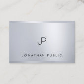 Carte De Visite Monogramme moderne Modèle Silver Professional (Devant)