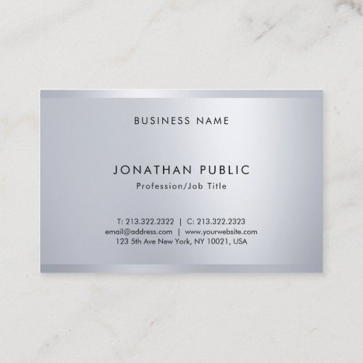 Carte De Visite Monogramme moderne Modèle Silver Professional (Dos)