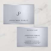 Carte De Visite Monogramme moderne Modèle Silver Professional (Devant / Derrière)