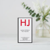 Carte De Visite Monogramme moderne moderne blanc frise rouge (Debout devant)