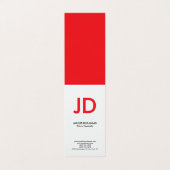 Carte De Visite Monogramme moderne moderne blanc rouge gras (Extérieur déplié)