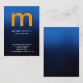 Carte de visite monogramme moderne moderne bleu ja (Devant / Derrière)