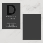 Carte De Visite monogramme moderne moderne gris gris noir gras (Devant / Derrière)