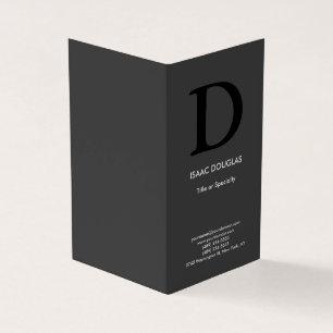 Carte De Visite monogramme moderne moderne gris gris noir gras