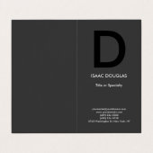 Carte De Visite monogramme moderne moderne gris gris noir gras (Extérieur déplié)