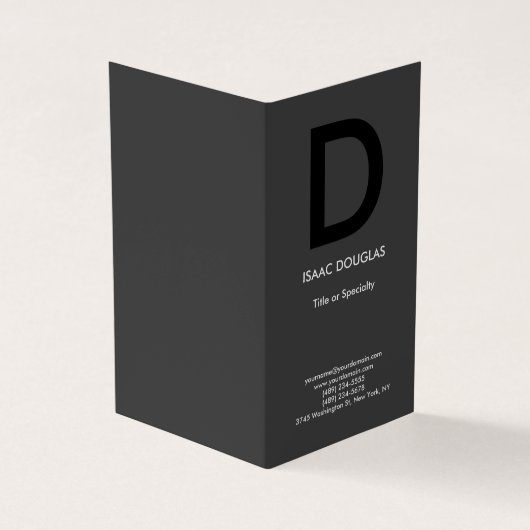 Carte De Visite monogramme moderne moderne gris gris noir gras (Extérieur)