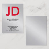 Carte De Visite Monogramme moderne moderne métal gris argent gris (Devant / Derrière)