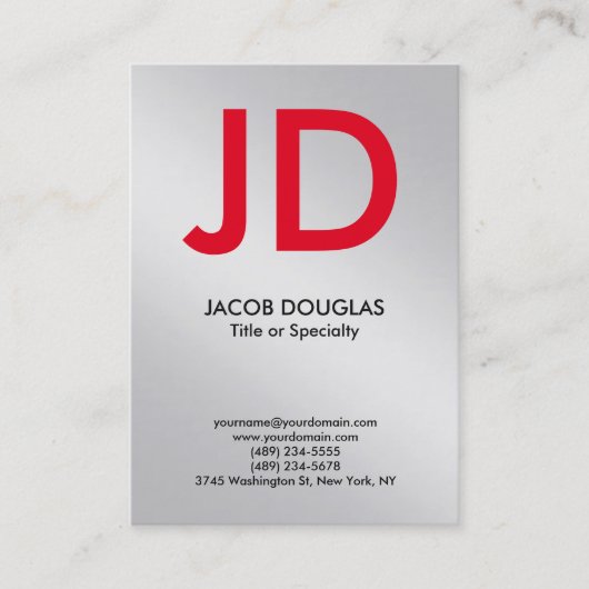 Carte De Visite Monogramme moderne moderne métal gris argent gris (Devant)