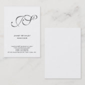 Carte De Visite Monogramme moderne moderne simple blanc gris (Devant / Derrière)