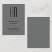 Carte De Visite Monogramme moderne moderne simple nickel gris (Devant / Derrière)