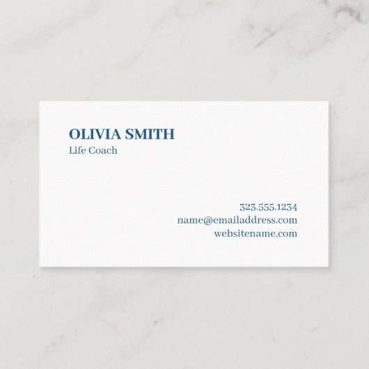 Carte De Visite Monogramme moderne Motif à points bleu et blanc (Dos)