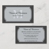 Carte De Visite Monogramme moderne noir blanc Quatrefoil avec nom (Devant / Derrière)