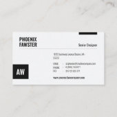 Carte De Visite Monogramme moderne noir blanc unique (Dos)